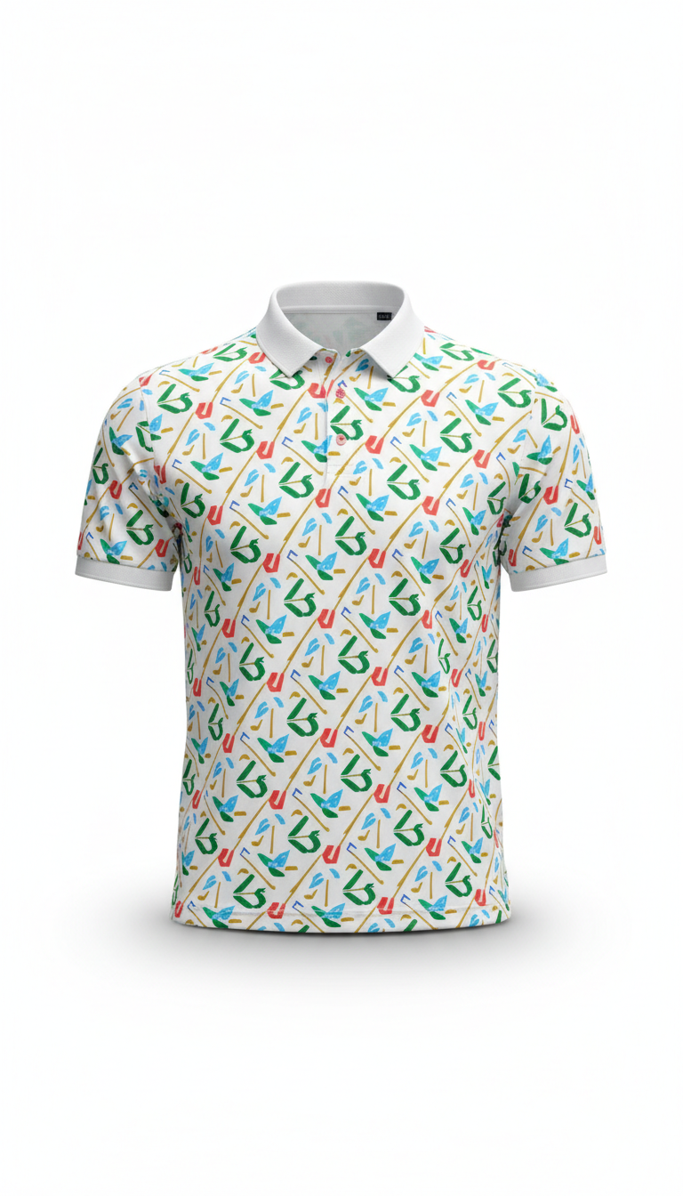 Birdie Gold patterned performance polo